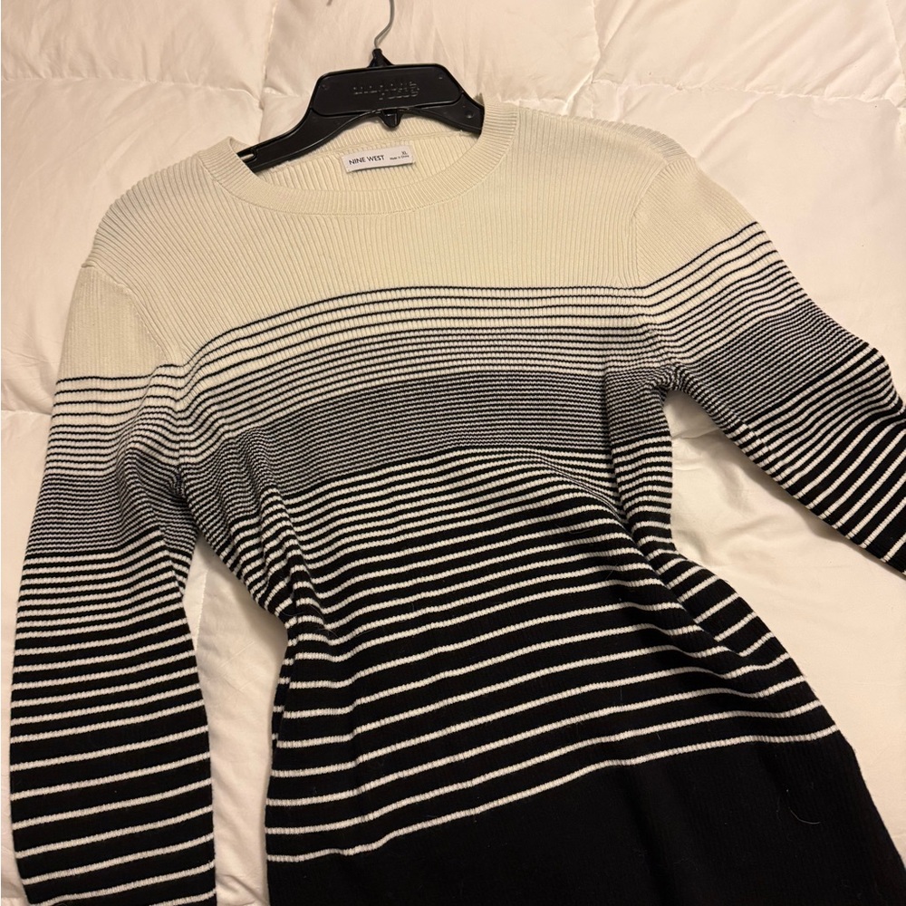Nine West Black and White Crew Neck Sweater
